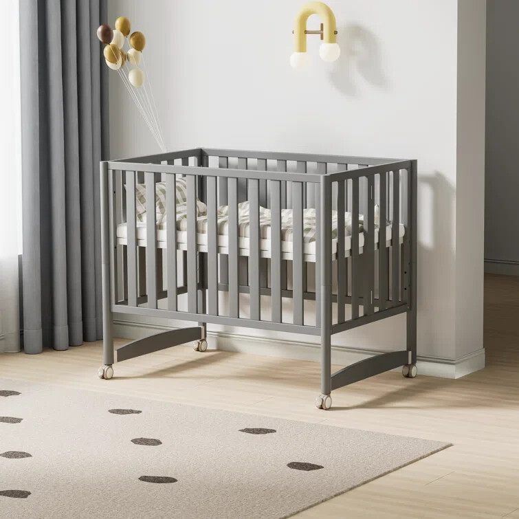 EvoNook 6-in-1 Convertible Mini Crib w/Wheels NZ Pinewood 4 Adjustable Heights
