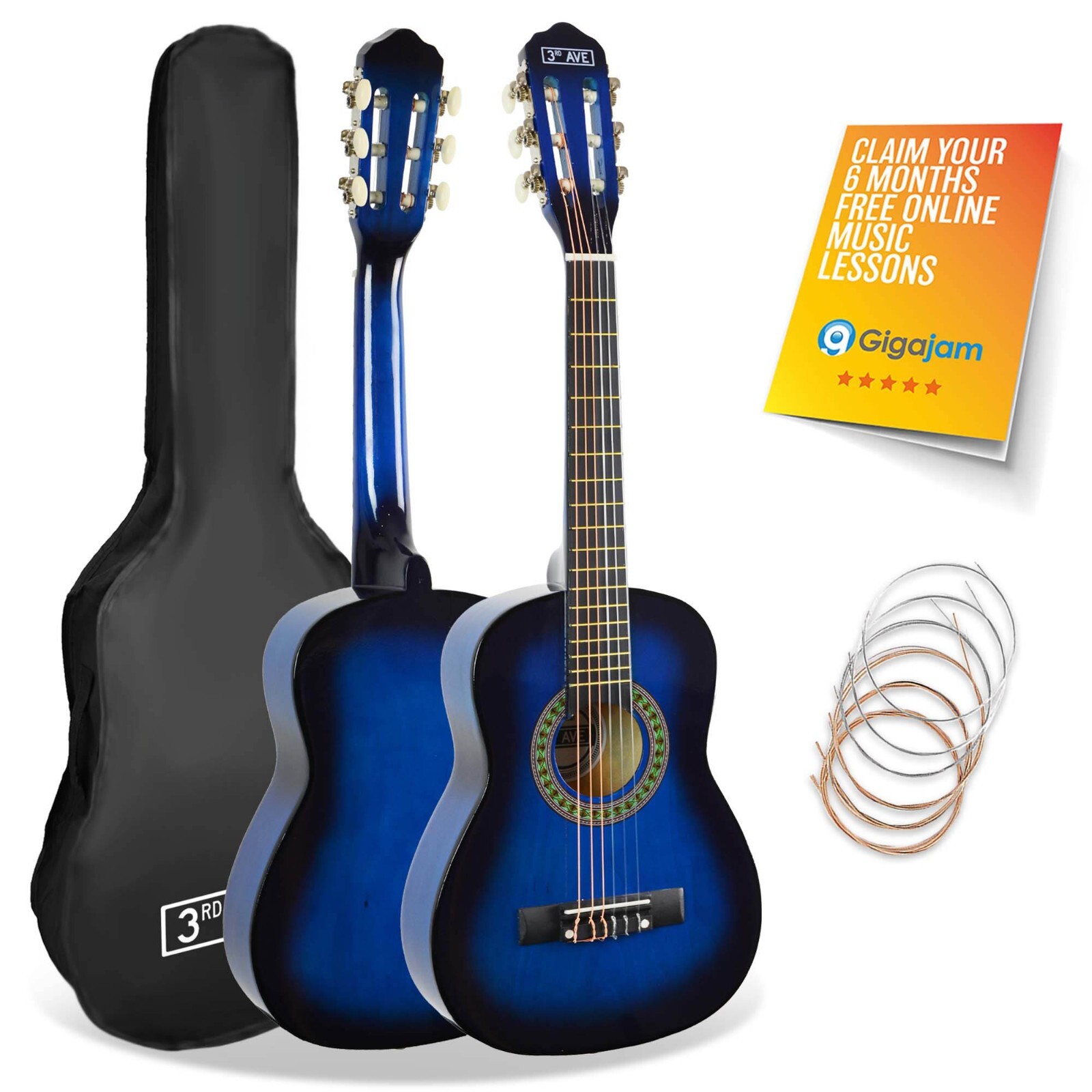 Classical Guitar 1/4 Size Kids Junior Package with Gig Bag - 3rd Avenue