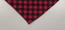 Dog Bandana, Tie On, Christmas, Valentines, Red, Black, Buffalo  Check, M, L