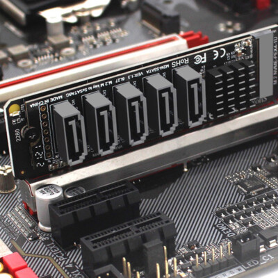 M.2 NVME To 5 Ports SATA3.0 Adapter M2 NVME SSD To SATA3.0 Expansion Card 6Gbps
