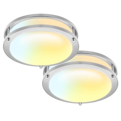10 Inch LED Double Ring Flush Mount Ceiling Light Fixture, ETL, 5CCT Selectab...