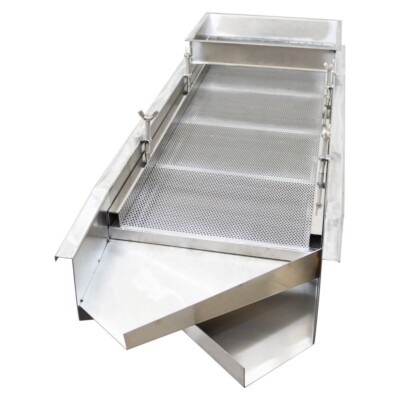 110V Double Layers Stainless Steel Linear Vibrating Screen Upper 4mm Lower 1mm