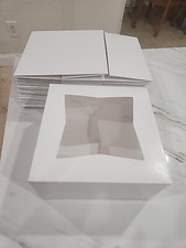 20 White Paper Cupcake Bakery Box Holiday Cookie Donut Gift Clear Window