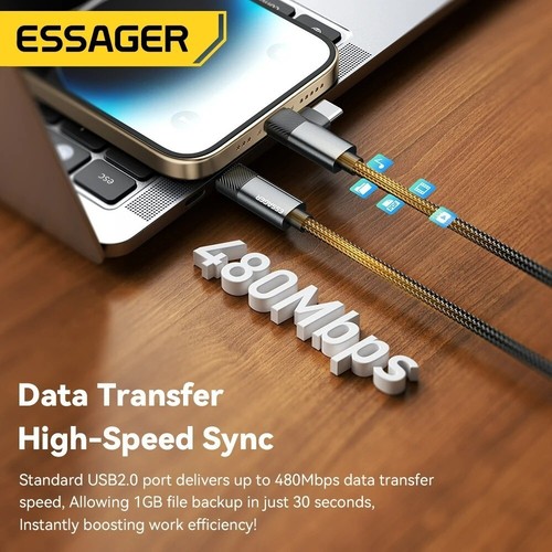 2 In 1 USB C To USB C & 8 Pin USB Cable PD 65W Dual Type C Charging Data Sync - Picture 4 of 7