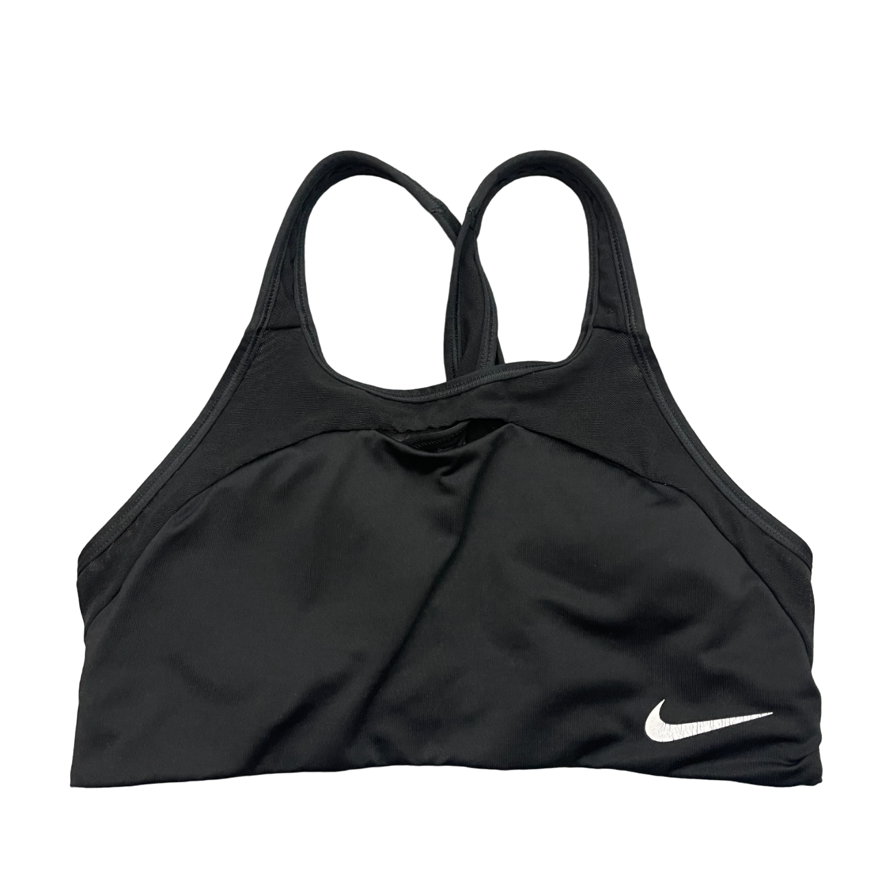 Nike Sports Bra Swoosh Print Crossback Mesh Panel Black Medium-image