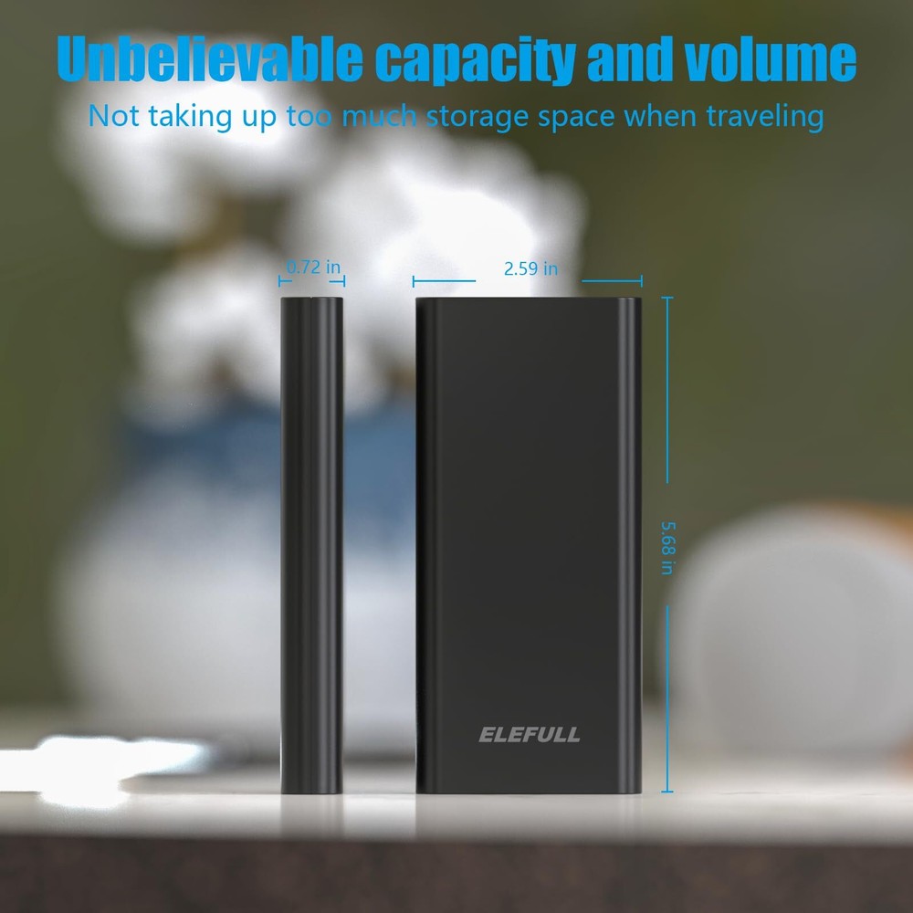 10K mAh Power Bank with Built-in USB C Cable - Fast Portable Charger  