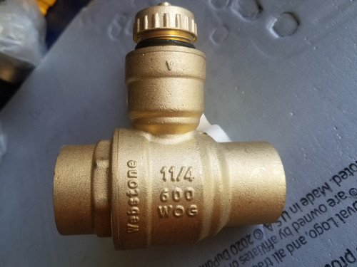 Webstone H-50614 1" & H-506 1 1/4 Sweat Brass Ball Valve w Drain 3 Way Purge