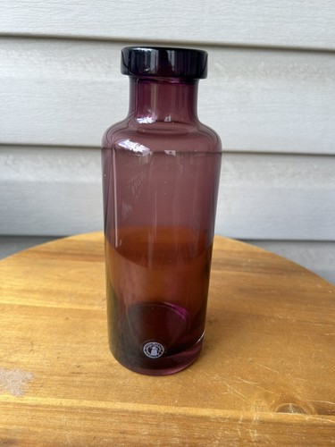 IKEA Medveten Purple Hand Blown Art Glass Bottle Vase 8.5" Discontinued