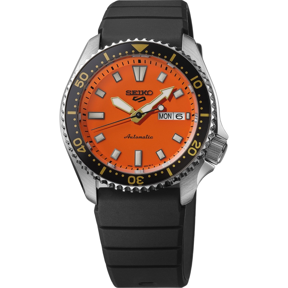 Seiko 5 Sports SKX Series Orange Dial Watch - SRPL89 Rubber Strap