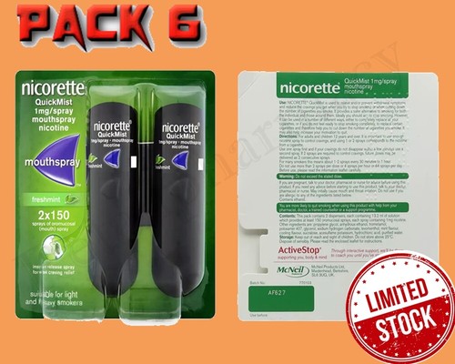 Nicorette Quickmist 1mg Gel-Spray Menthe Fraîche 2 x 150 Paquet 6 (Expire 2025) - Photo 1/1