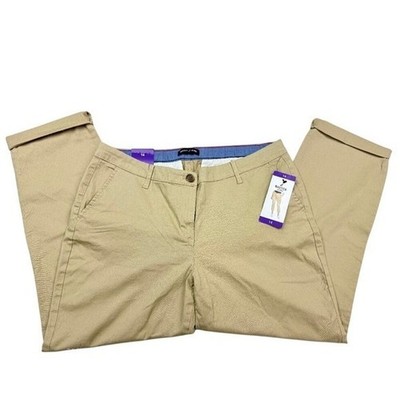 Nautica Jeans Co Womens Khaki Chino Ankle Pants Cuffed Tan Size 14 NEW