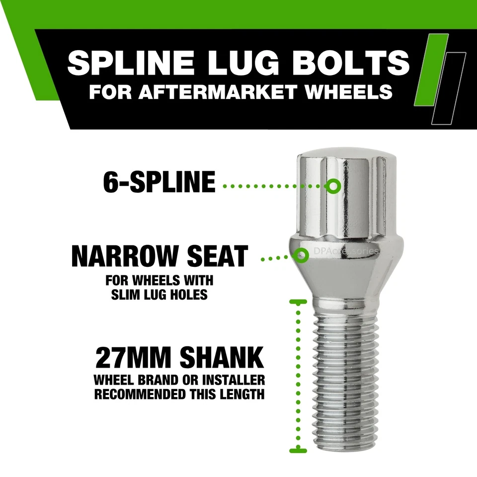 Chrome Lug Bolts | 1993-1999 Volkswagen Jetta MK3 4-Cyl | Aftermarket Wheels - Image 4 of 4