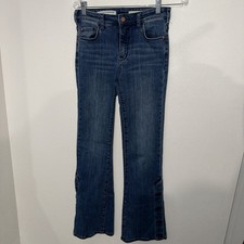 pilcro by anthropologie Heigh Raise Bootcut Button Detail On Leg Blue Size 25