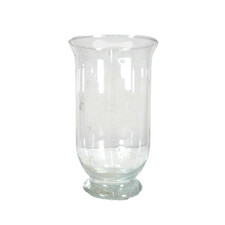 Large Clear Glass Hurricane Vase Pedestal Base Classic Interior Decor 25cm