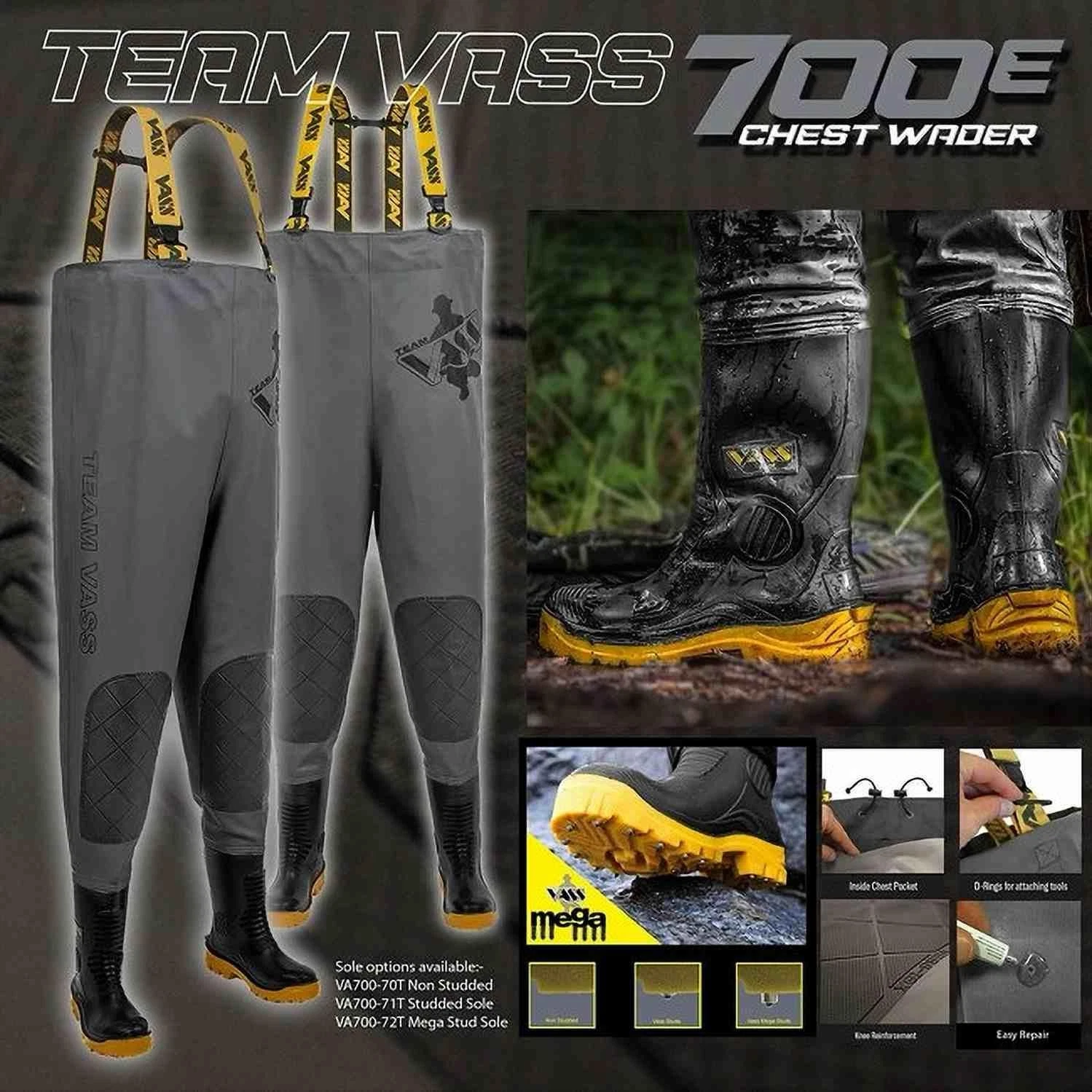 Vass 700 TEAM Chest Waders - Studded | All Sizes Available