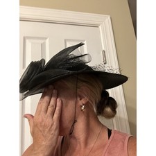 True Kentucky Derby Black Fascinator Victorian Vintage Vail Floral Net Hat
