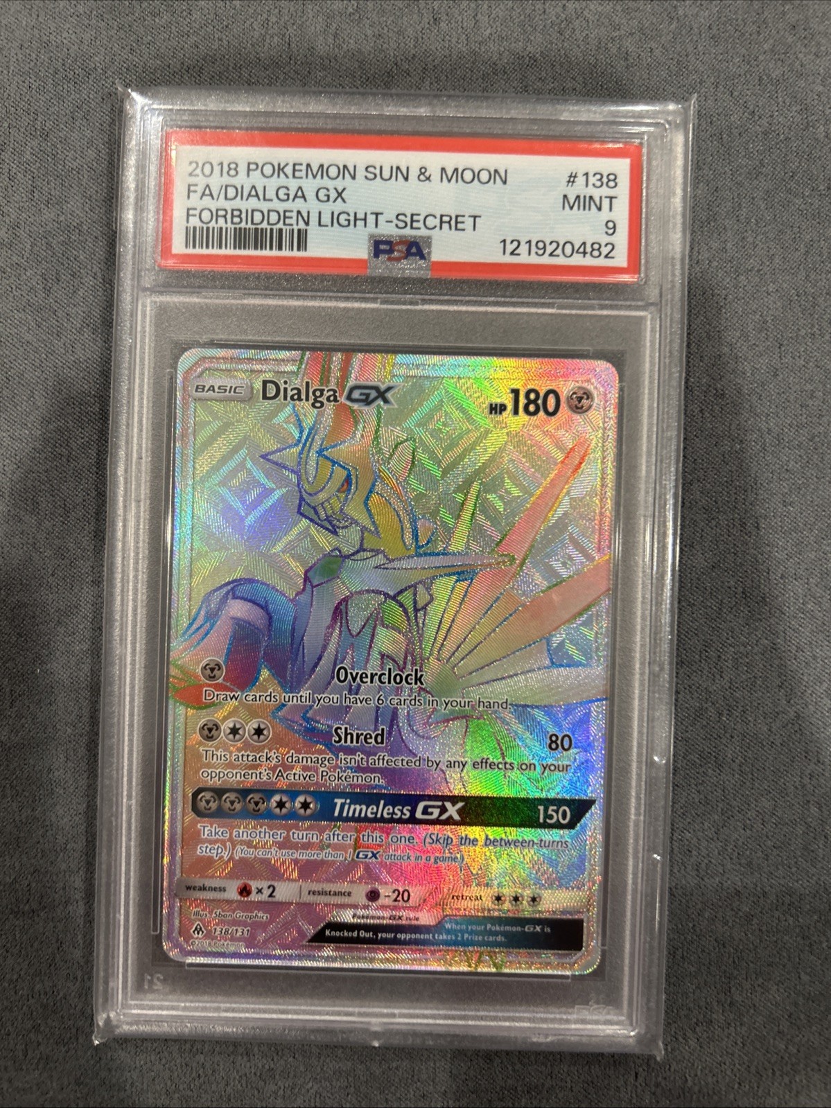 DIALGA GX 2018 Pokemon Sun & Moon Forbidden Light Secret Rare PSA 9 #138
