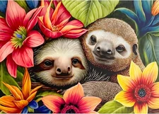 Sloth Diamond Painting Kits for Adults, 5D Flowers Diamond Art Painting Kits for