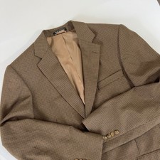 Bert Pulitzer Brown Houndstooth Blazer Mens 42 Long Two Button Jacket
