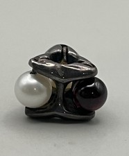 TrollBeads 925 Silver Pure Passion White Pearls Garnet Bracelet Bead Retired