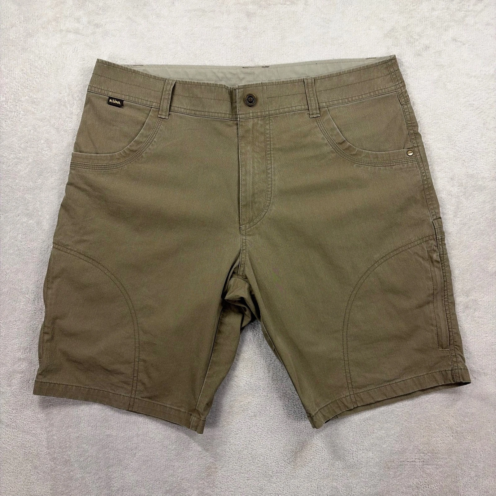 Kuhl Ramblr Shorts Mens 35 Brown Patina Dye Hiking Outdoor Utility Cargo Camping
