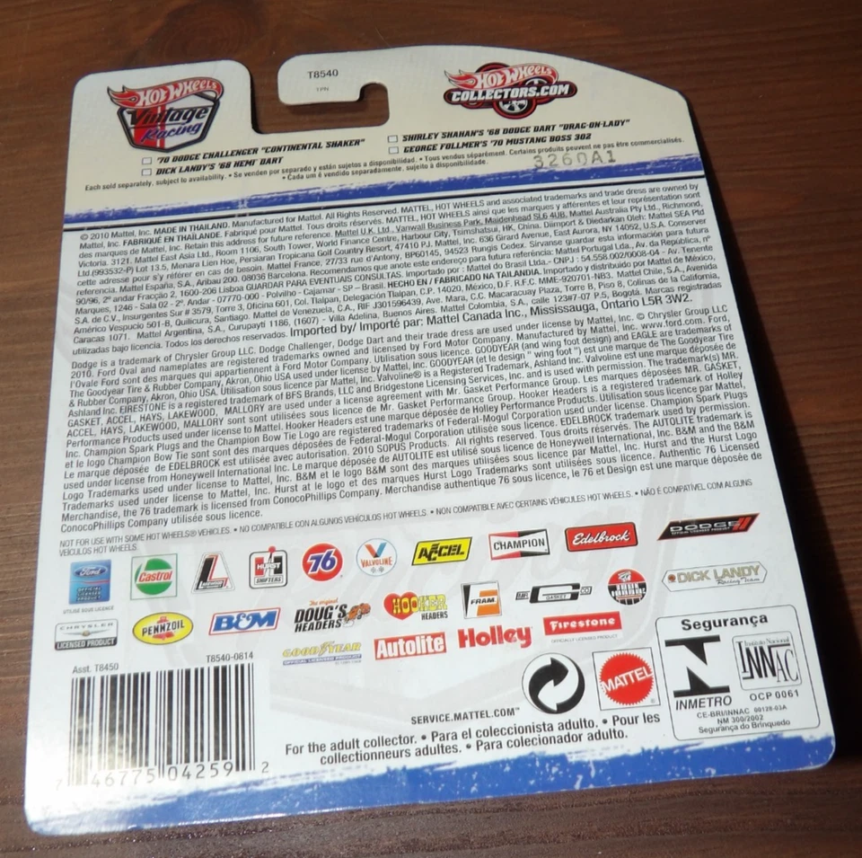 Dodge Challenger "Continental Shaker" Hot Wheels Vintage Racing 2011 - '70 Foto 3 de 3
