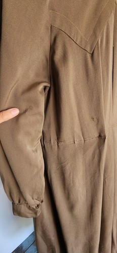 VTG Women's 30s 40s Wool Gabardine Coat War Era Beige Wool Embroidered Lining SM - Picture 15 of 20