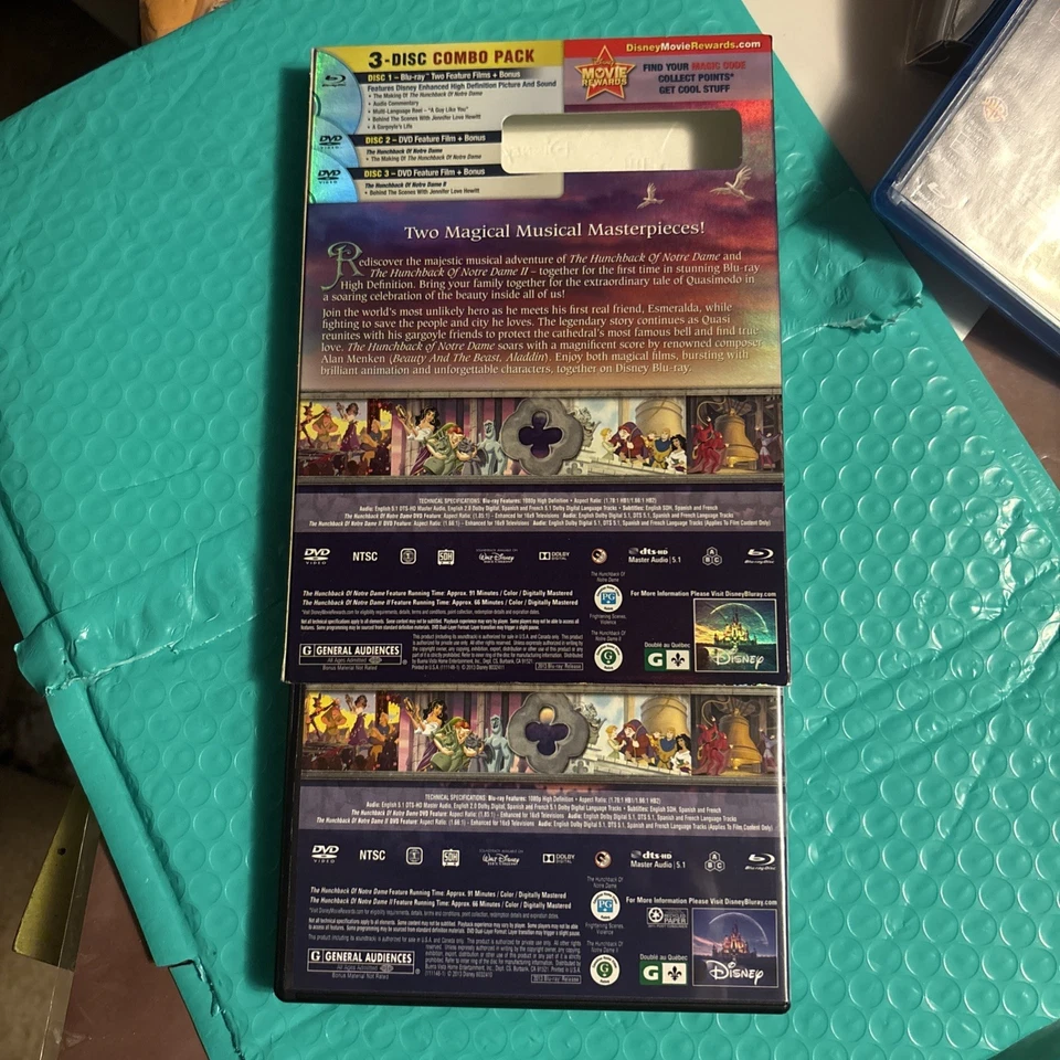 DISNEY ГОРБУН ИЗ НОТР-ДАМА 2 ФИЛЬМ BLU-RAY DVD 3-ДИСК С ЧЕХЛОМ - Изображение 2 из 4