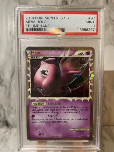 MEW PRIME HOLO 97/102 PSA 9 POKEMON HEARTGOLD & SOULSILVER TRIUMPHANT Swirl