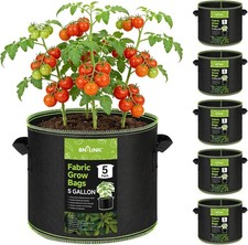 BN-LINK 5-Pack 5 Gallon Grow Bags, Heavy Duty Aeration Fabric Pots with Handles