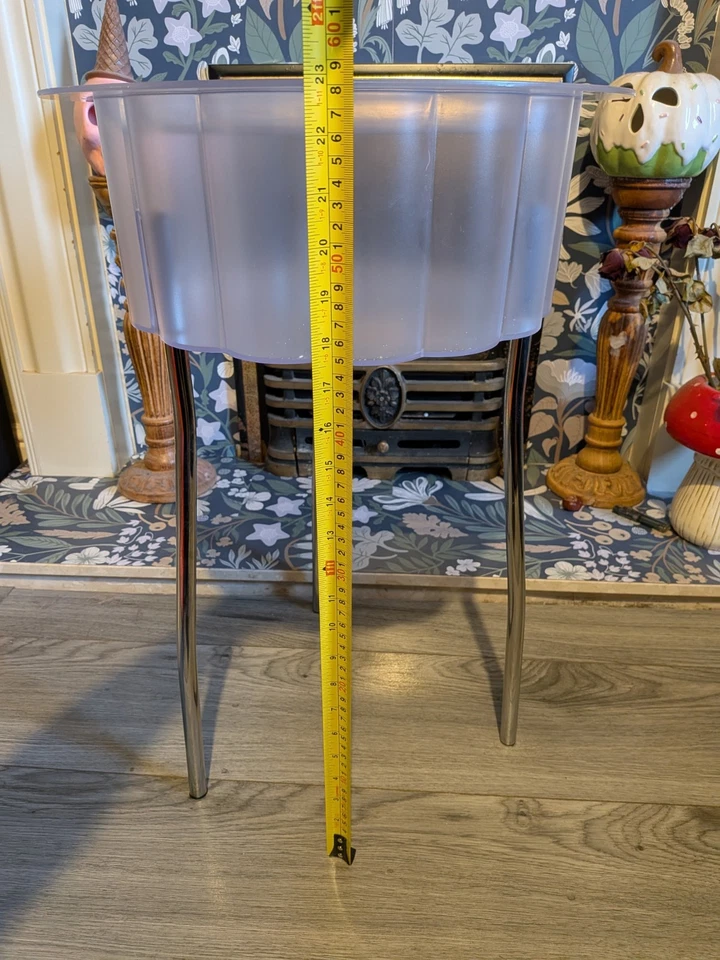 Vintage Frosted Plastic Ikea Hattan Side Table With Lid Storage 58cm By 37cm  - Image 4 of 4