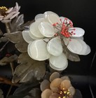 Vintage Chinese All Carved Stone Leaves/Flowers Jade Bonsai Tree Jade Pot — photo 4