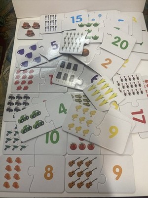Educational 2 piece Number Puzzles 1 - 20 Kids Learning Toy Match Game preowned