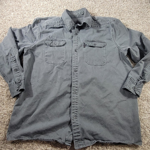 Levis Denim Shirt Mens Large Gray Button Up Long Sleeve