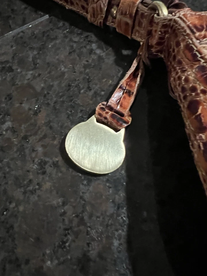 Brahmin Tisbury Collection Croc Leather Woven Straw Shoulder Handbag - Image 3 of 4