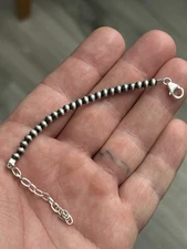 STERLING SILVER NATIVE AMERICAN SW 4MM NAVAJO PEARL 4”-6” CHAIN EXTENDER .925