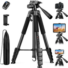 Camera Tripod Stand, 68" Phone Tripod for Tablet with Remote and Holder, Lightwe