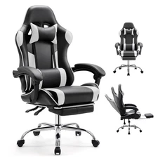 Ergonomic Gaming Office Desk Chair with Footrest, Height Adjustable 360° Swiv...