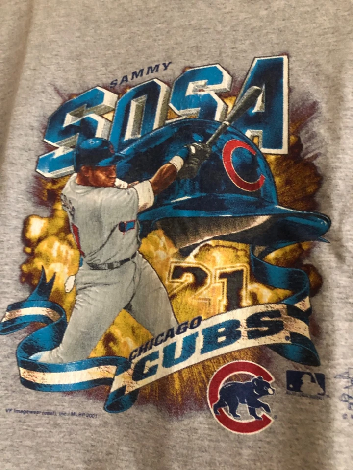 Chicos Talla 6-7 Chicago Cubs Sammy Sosa Gris Algodón Camiseta Foto 2 de 3