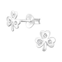 Ohrstecker Kleeblatt Sterling Silber 925 Ohrringe Kristall Steine Damen Kinder