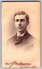 Antique Cdv Circa 1880s Andrews Young Handsome Man In Suit Bust Haverhill Ma