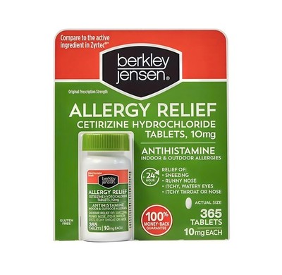 berkley jensen 24 Hour Allergy Relief, 10 mg 365 Count (Pack of 1), Green 