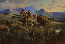 stunning oil painting handpainted on canvas-Buffalo Hunt