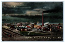 Omaha Nebraska Postcard Night Scene Union Pacific Railroad Shops c1910 Vintage