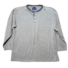 Nautica Sleepwear Mens L Gray Henley Pajama Shirt Long Sleeve Lounge Top