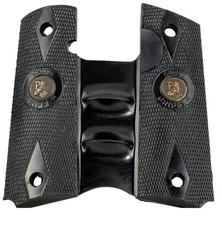 Pachmayr Signature Grip Checkered Black Rubber Finger Grooves For 1911 - 05008