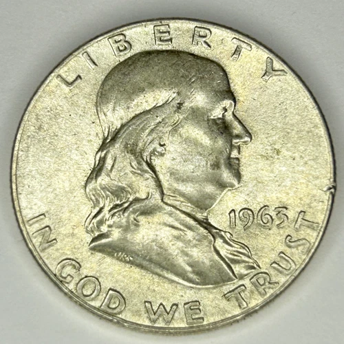 1963-P 90% Silver Franklin Half Dollar U.S. 50c Coin Nice Condition Coin - 01