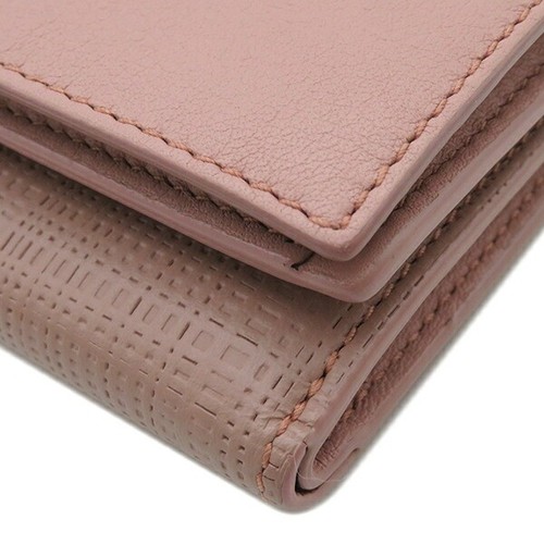Loewe Loewe Tri-Fold Wallet Linen Leather Pink Gold Metal Fittings - Picture 4 of 14