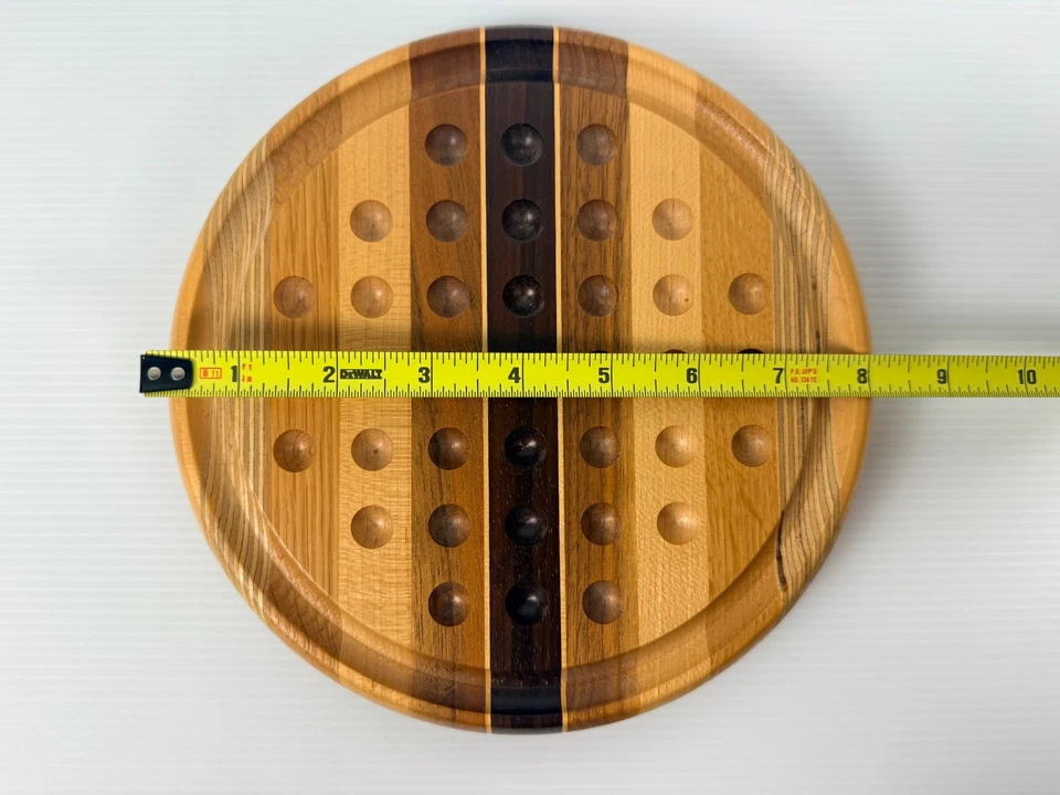David Levy Hardwood Marbles Solitaire Game Board Round 8.5"x1" Signed - Image 2 of 4