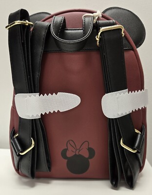 Loungefly Disney Mini Ears Burgundy Backpack with Black Velvet Bow Loungefly Disney Minnie Mouse Burgundy & Velvet Mini  main image 2